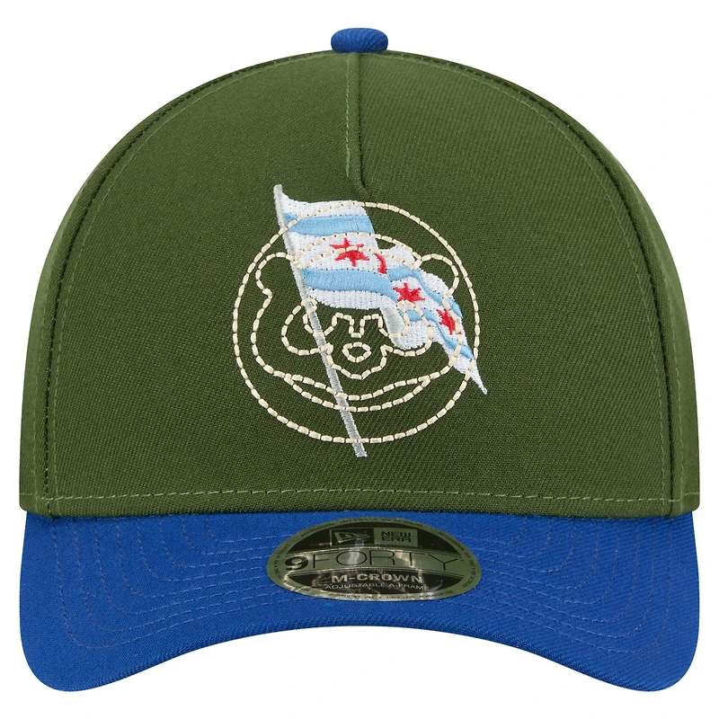 Casquette ajustable 9FORTY A-Frame City Feature Chicago Cubs New Era pour homme, vert foncé