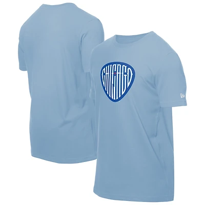 Men's New Era  Light Blue Chicago Cubs Guitar Pick T-Shirt
