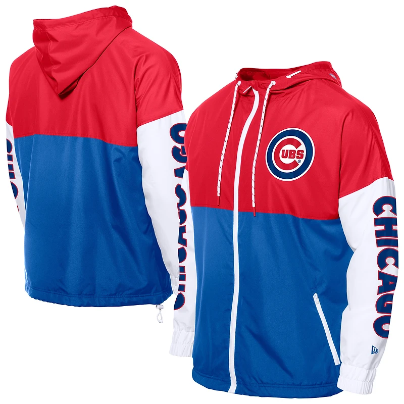 Coupe-vent à capuche entièrement zippé New Era Royal/Red Chicago Cubs pour homme