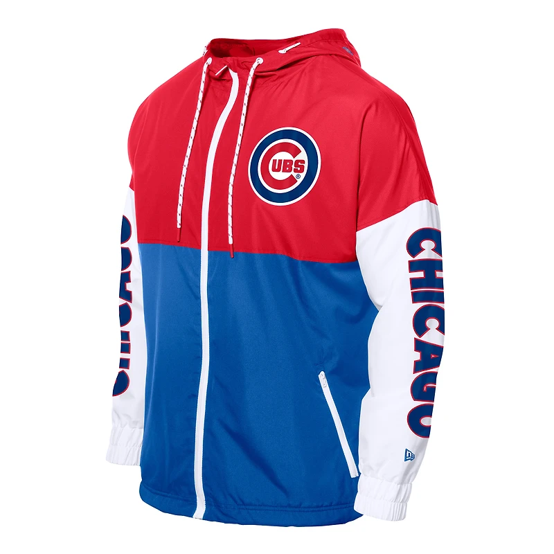 Coupe-vent à capuche entièrement zippé New Era Royal/Red Chicago Cubs pour homme