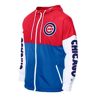 Coupe-vent à capuche entièrement zippé New Era Royal/Red Chicago Cubs pour homme