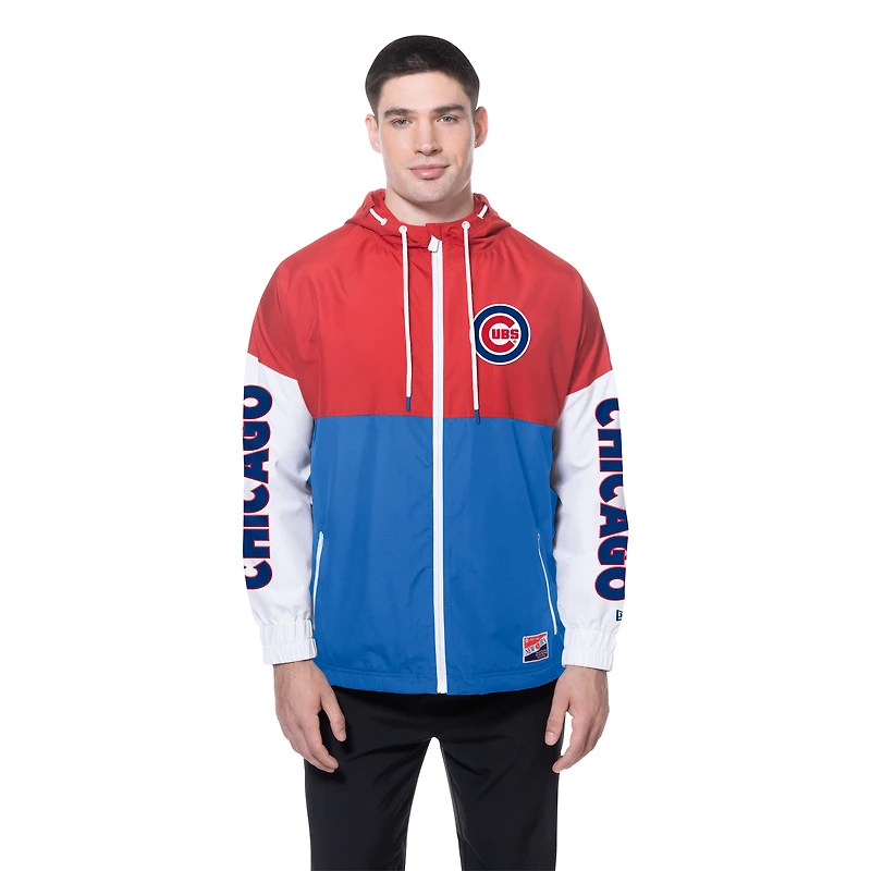 Men's New Era  Royal/Red Chicago Cubs Color Block Full-Zip Hoodie Windbreaker