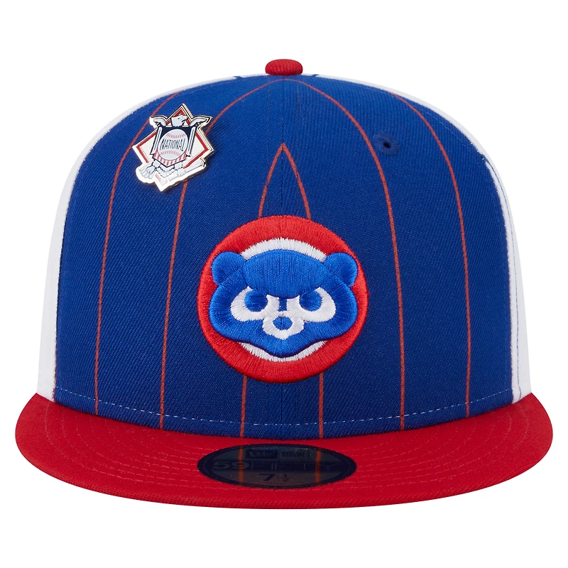 Casquette ajustée à rayures fines 59FIFTY Royal Chicago Cubs de New Era pour homme