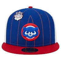 Casquette ajustée à rayures fines 59FIFTY Royal Chicago Cubs de New Era pour homme