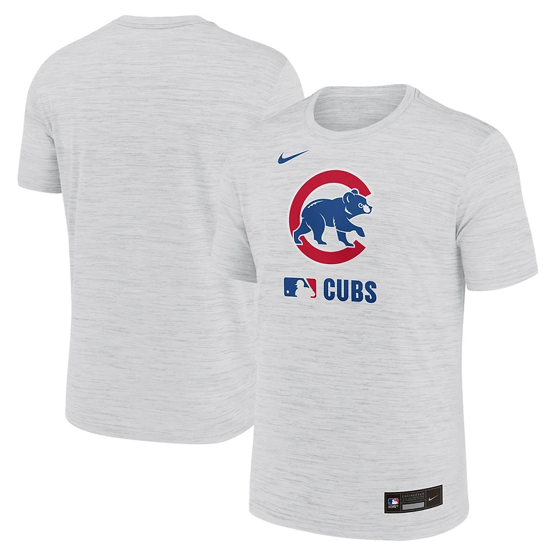 Men's Nike  Ash Chicago Cubs Authentic Collection Velocity Dri-FIT T-Shirt