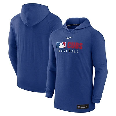 Sweat à capuche Nike Heather Royal Chicago Cubs Authentic Collection Tri-Blend Dri-FIT pour homme