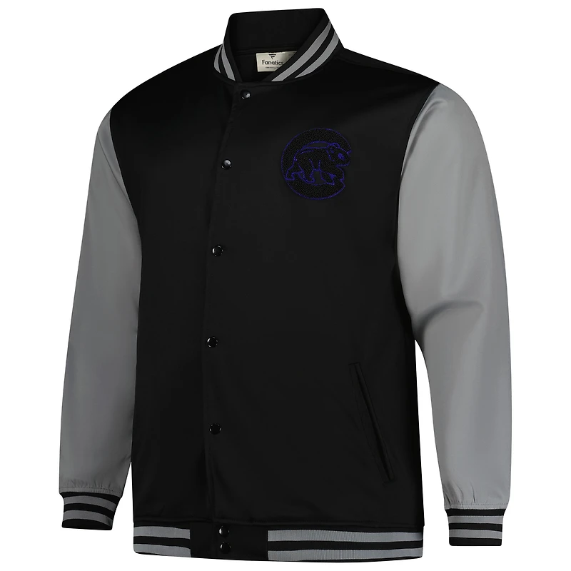 Veste universitaire à boutons-pression complète pour homme Profile Chicago Cubs noir/gris