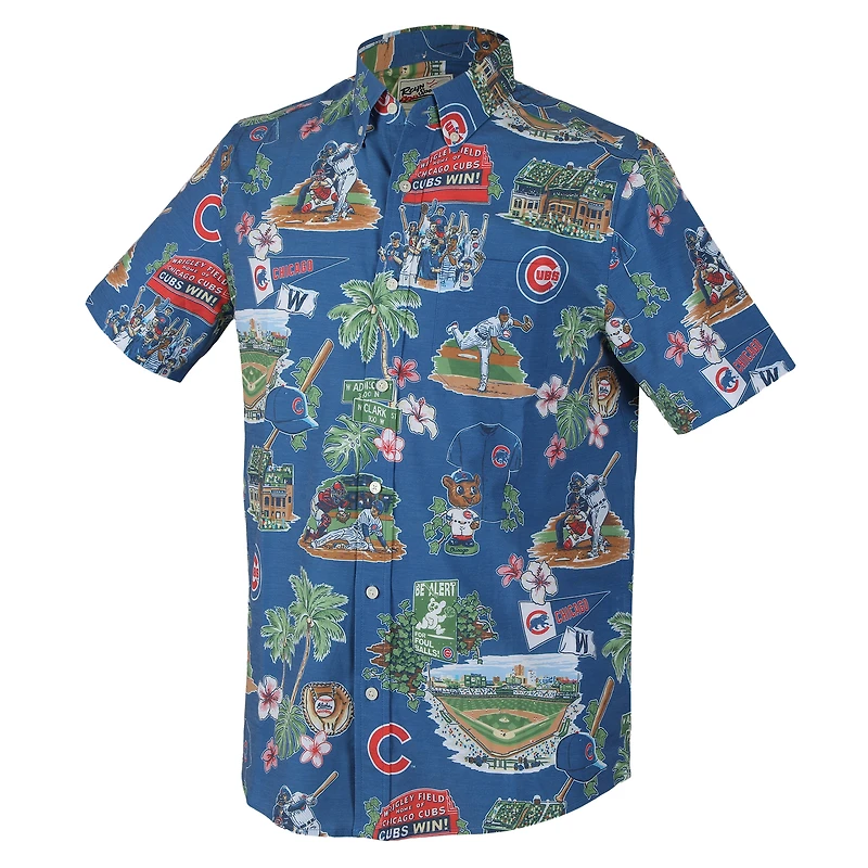 Men's Reyn Spooner Royal Chicago Cubs Scenic Tri-Blend Button-Down Shirt