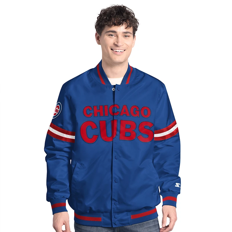 Veste universitaire à boutons-pression Starter Royal Chicago Cubs Scout pour homme