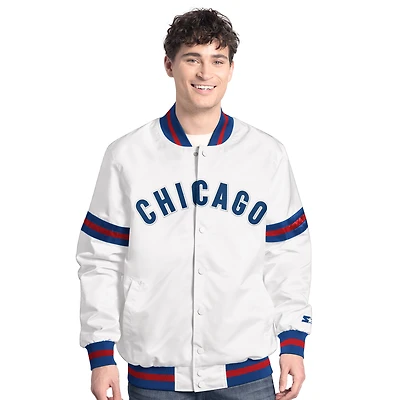 Men's Starter  White Chicago Cubs Cooperstown Scout Full-Snap Varsity Jacket
