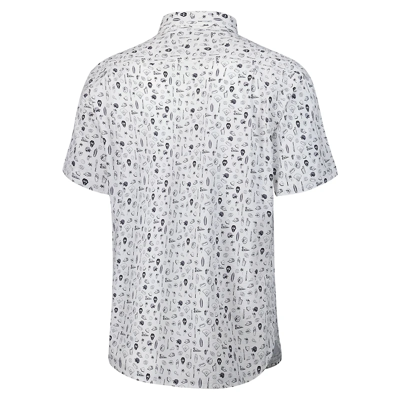 Chemise boutonnée à manches courtes pour homme Tommy Bahama Grey Chicago Cubs Nova Wave Riptide Rally Camp