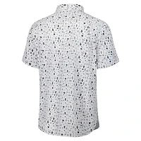 Chemise boutonnée à manches courtes pour homme Tommy Bahama Grey Chicago Cubs Nova Wave Riptide Rally Camp