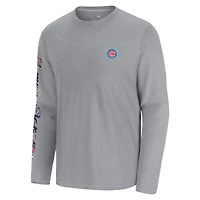 T-shirt à manches longues Tommy Bahama gris pour homme Chicago Cubs Tropic Curveball Lux
