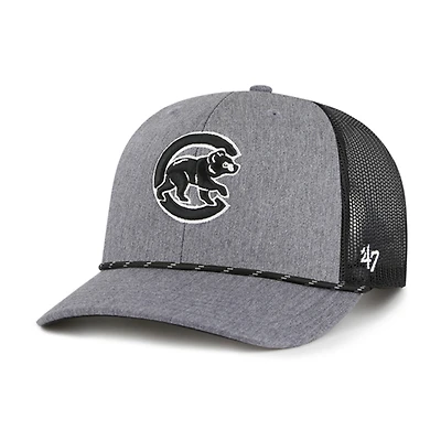 Men's '47 Charcoal Chicago Cubs Carbon Rope Trucker Adjustable Hat