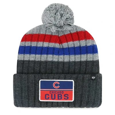 Bonnet en tricot à revers pile '47 gris Chicago Cubs pour hommes avec pompon