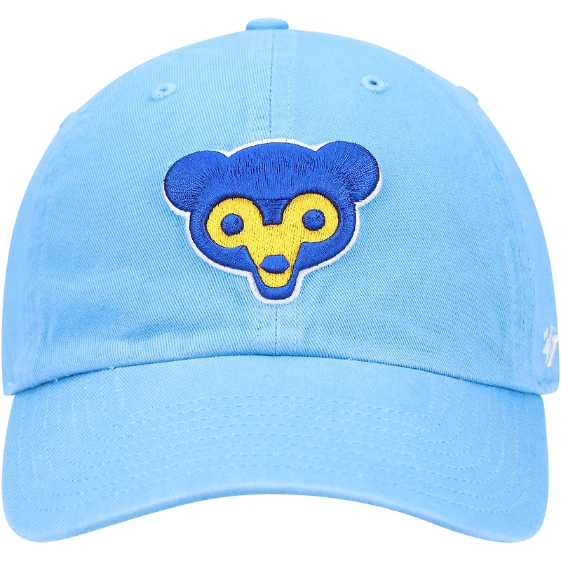 Men's '47 Light Blue Chicago Cubs Logo Cooperstown Collection Clean Up Adjustable Hat