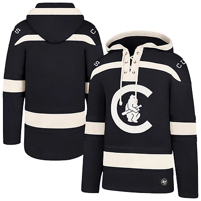 Men's '47 Navy Chicago Cubs Superior Lacer Pullover Hoodie