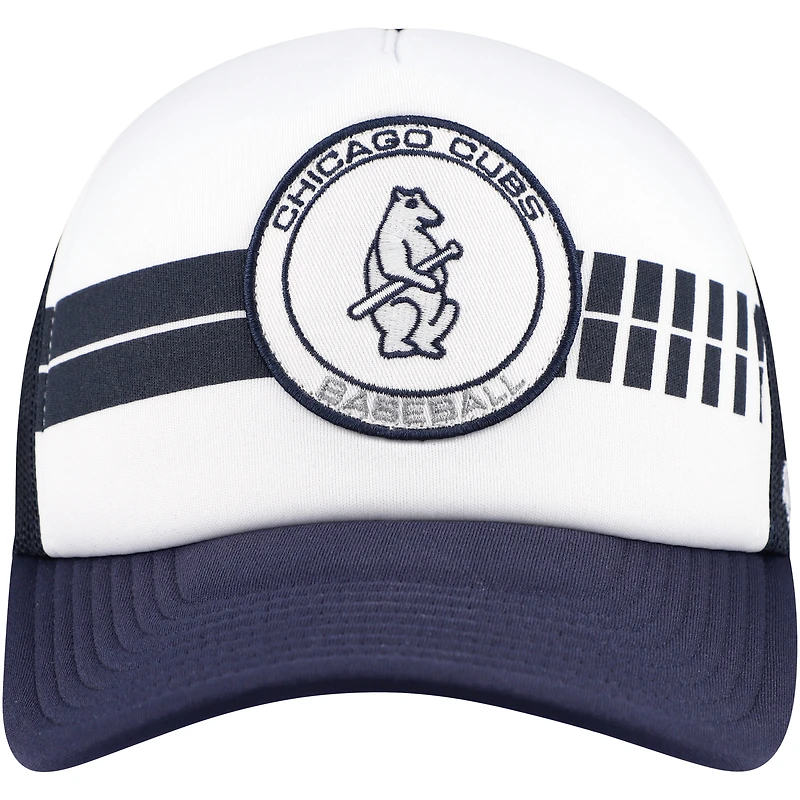 Men's '47 White/Navy Chicago Cubs Cooperstown Collection Wax Pack Express Trucker Adjustable Hat