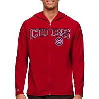 Men's Antigua Red Chicago Cubs Wordmark Legacy Full-Zip Hoodie