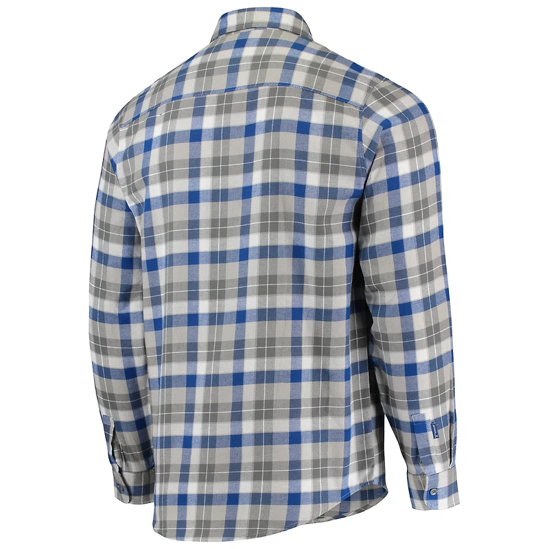 Chemise à manches longues boutonnée en flanelle Antigua Royal/White Chicago Cubs pour homme