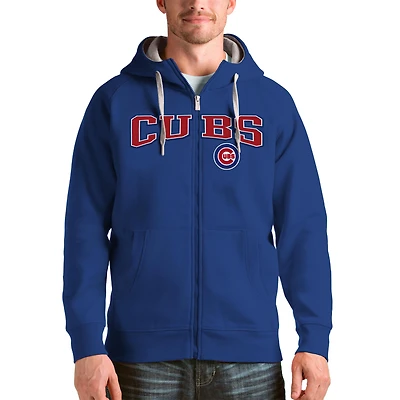 Men's Antigua Royal Chicago Cubs Team Logo Victory Full-Zip Hoodie