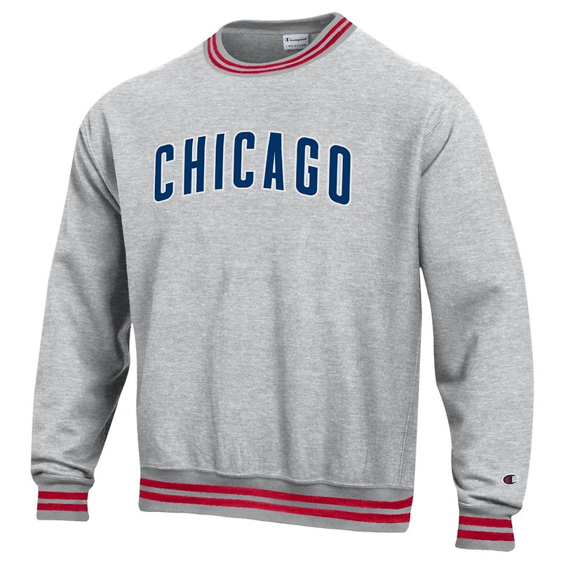 Sweat-shirt Champion pour homme, gris chiné, Chicago Cubs, à tissage inversé