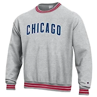Sweat-shirt Champion pour homme, gris chiné, Chicago Cubs, à tissage inversé