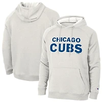 Men's Champion Heathered Core Ultra Light Grey Chicago Cubs Triumph Tri-Blend Raglan Hoodie