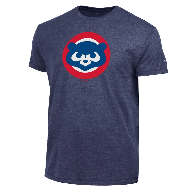 Men's Champion  Navy Chicago Cubs Cooperstown Logo Tri-Blend T-Shirt