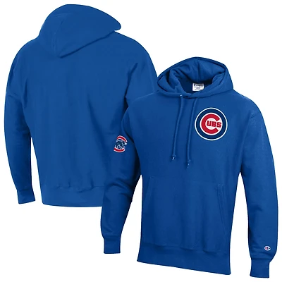 Men's Champion  Royal Chicago Cubs Reverse Weave Chenille Hoodie