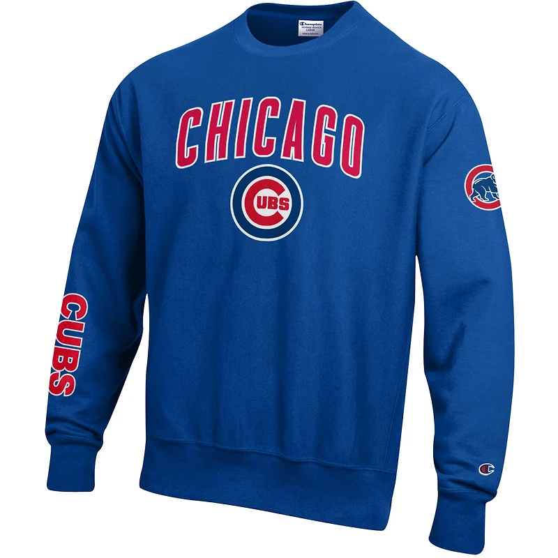Men's Champion  Royal Chicago Cubs Reverse Weave Chenille Sweatshirt