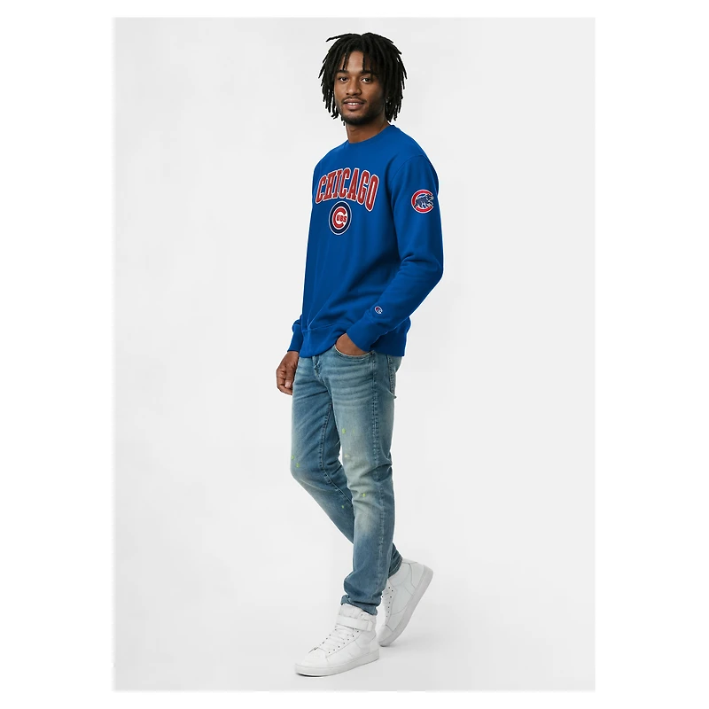 Sweat-shirt en chenille tissée inversée Champion Royal Chicago Cubs pour homme