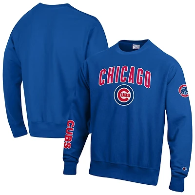 Men's Champion  Royal Chicago Cubs Reverse Weave Chenille Sweatshirt