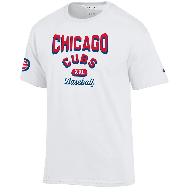 Men's Champion White Chicago Cubs 3-Hit Jersey T-Shirt