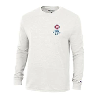 Men's Champion White Chicago Cubs Cooperstown Winning Tradition Tri-Blend Long Sleeve T-Shirt