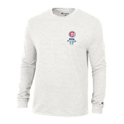 Men's Champion White Chicago Cubs Cooperstown Winning Tradition Tri-Blend Long Sleeve T-Shirt