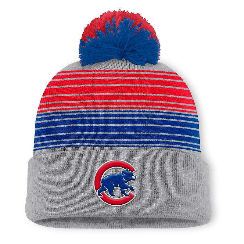 Men's Chicago Cubs Fanatics Gray Balk Cuffed Knit Hat with Pom
