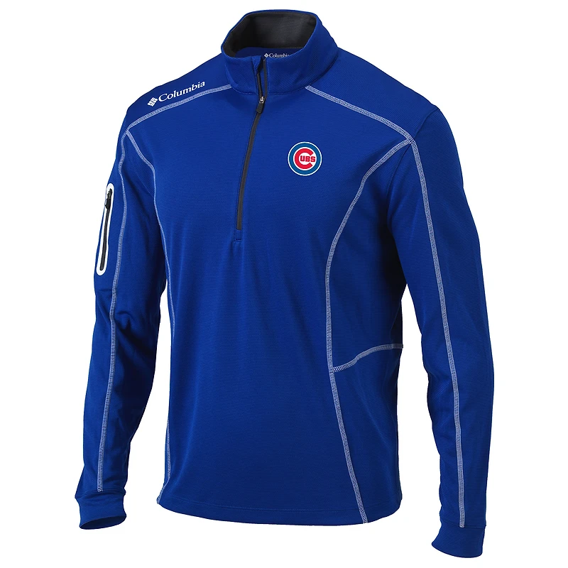 Men's Columbia Royal Chicago Cubs Shotgun Omni-Wick Quarter-Zip Pullover Jacket