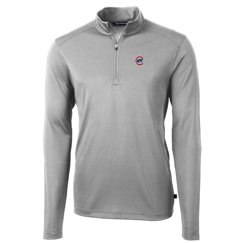 Veste à enfiler Virtue Eco Pique grise quart de zip pour homme, coupe-vent et coupe-vent, Chicago Cubs, grandes tailles