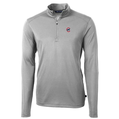 Veste à enfiler Virtue Eco Pique grise quart de zip pour homme, coupe-vent et coupe-vent, Chicago Cubs, grandes tailles