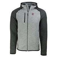Men's Cutter & Buck Heather Charcoal/Heather Gray Chicago Cubs Mainsail Full-Zip Hooded Jacket