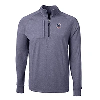 Men's Cutter & Buck  Heather Navy Chicago Cubs Americana Logo Adapt Eco Knit Stretch Recycled Quarter-Zip Pullover Top