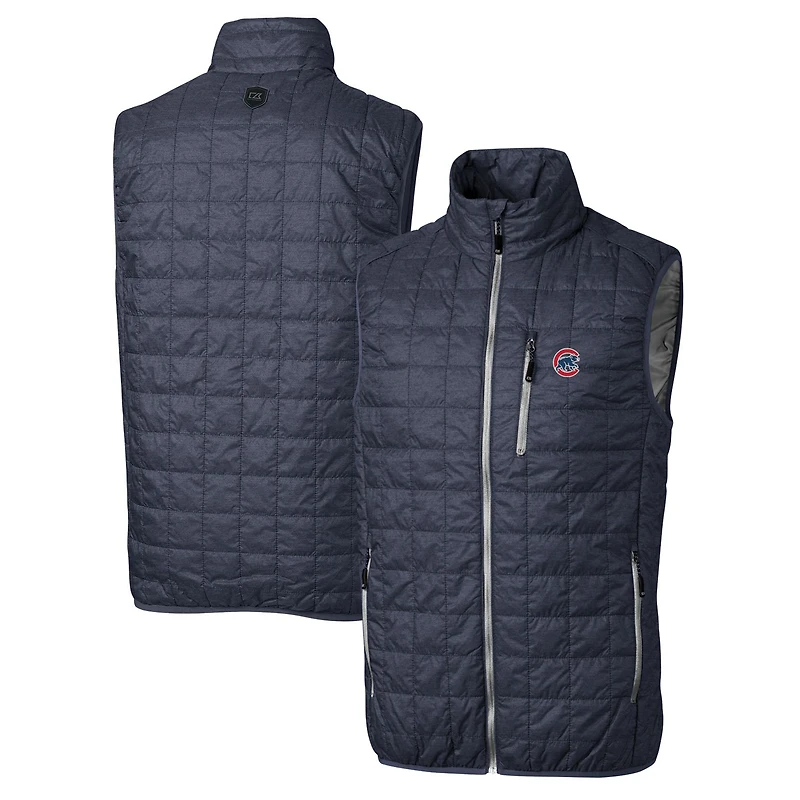 Gilet matelassé zippé Rainier pour homme, bleu marine chiné, des Chicago Cubs, de grande taille