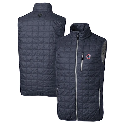 Gilet matelassé zippé Rainier pour homme, bleu marine chiné, des Chicago Cubs, de grande taille