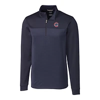 Men's Cutter & Buck Navy Chicago Cubs Big Tall Traverse Stripe Half-Zip Pullover Jacket
