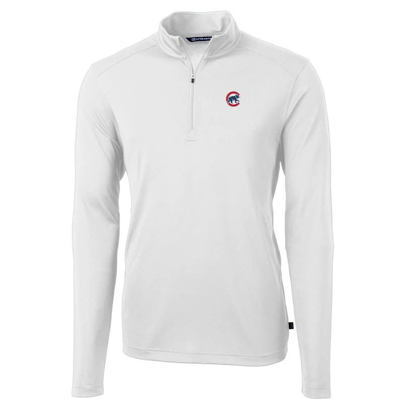 Veste à enfiler Virtue Eco Pique blanche quart de zip pour homme, couleur blanche, des Chicago Cubs, taille grande et