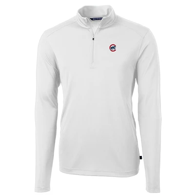 Veste à enfiler Virtue Eco Pique blanche quart de zip pour homme, couleur blanche, des Chicago Cubs, taille grande et
