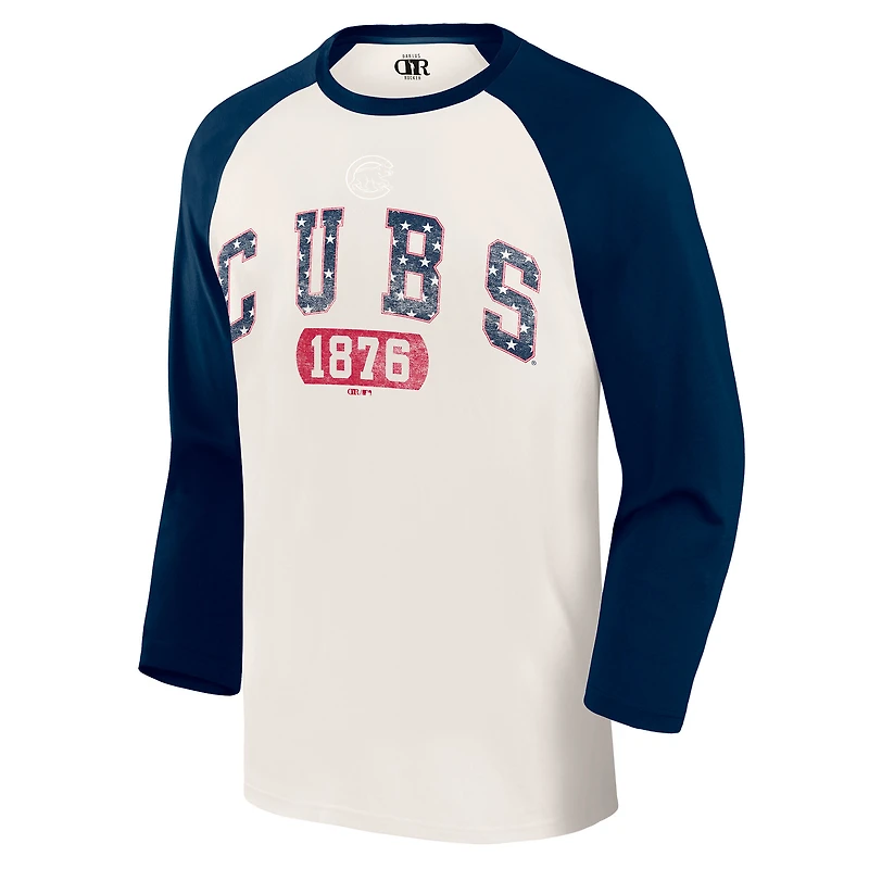 Men's Darius Rucker Collection by Fanatics  Cream/Navy Chicago Cubs Americana 3/4-Sleeve Raglan T-Shirt