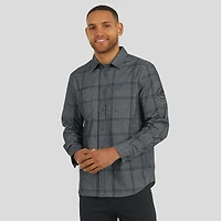 Men's Darius Rucker Collection by Fanatics Gray Chicago Cubs Thin Wale Corduroy Plaid Button Up Shirt
