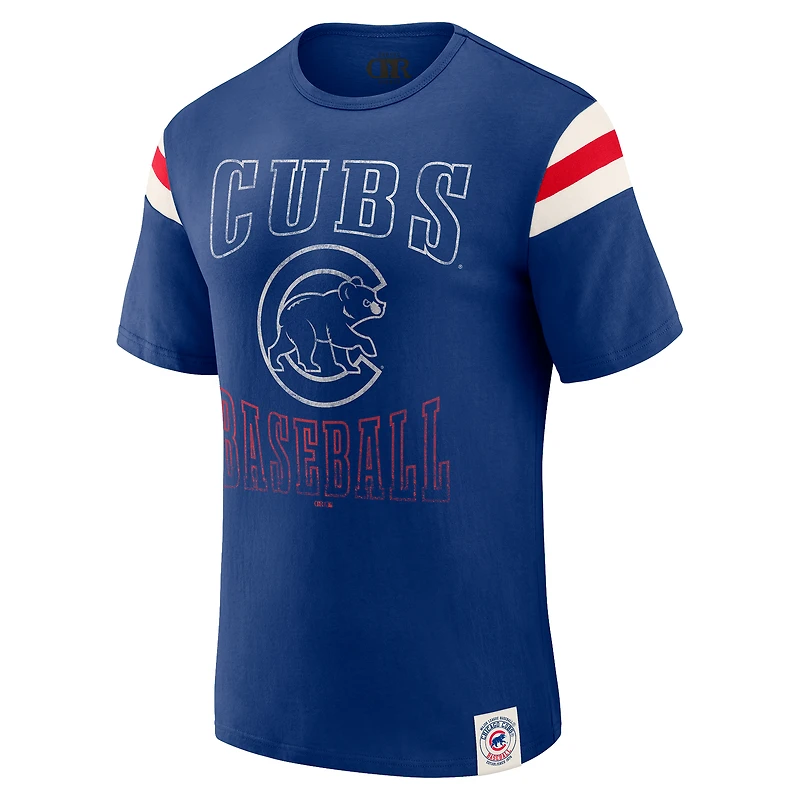 T-shirt à rayures et manches vieillies pour homme, collection Darius Rucker par Fanatics Royal Chicago Cubs